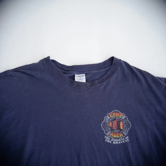 Vintage 03' Delta Pro Weight Navy FDNY 2nd Class The Rock Back Bully Hit 3XL - Picture 9 of 10